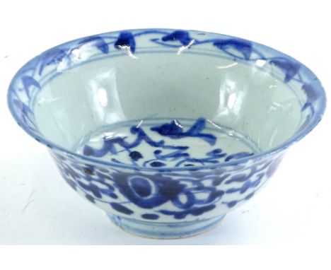 A Chinese provincial porcelain bowl, decorated in blue, hand written seal type mark to underside, 16.5cm diameter.