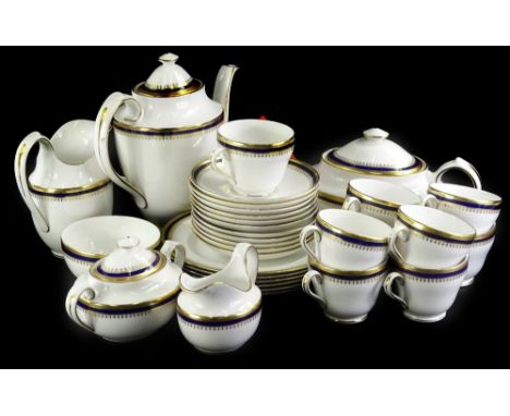 A Spode Knightsbridge Cobalt pattern part tea, coffee and dinner service, to include coffee pot, teapot, milk jug, two handle