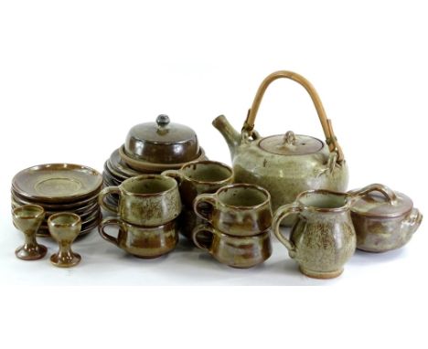 A Friars of Aylesford Studio Pottery part dinner and tea service, to include teapot etc.