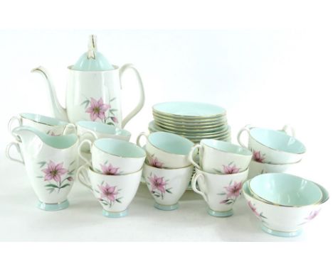 A Royal Albert bone china Floral pattern part coffee service, to include coffee pot, 25cm H, sandwich plate, milk jug, cups, 