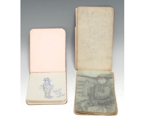 An early 20th century sketch book, the album illustrated by Frederick P. Sinclair, Sub-Librarian, Free Public Library, Brentf