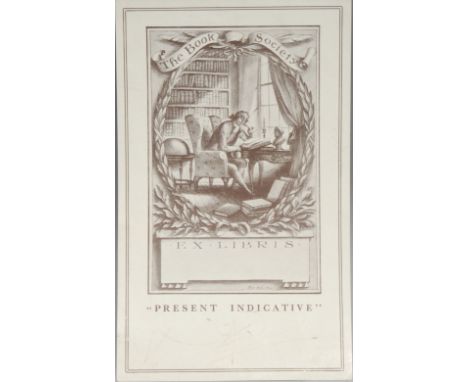 Sir Noël Coward (1899 ? 1973) - ink manuscript autograph, on a bookplate designed by Rex Whistler (1904-1944), "Present Indic