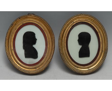 English School (18th century), a pair of portrait silhouettes, Berkley William Guise, July 1783, Aged 8 Years, and his brothe