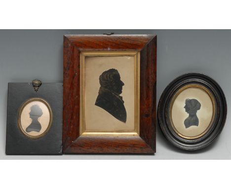 English School (first-half, 19th century), portrait silhouette, of a gentleman, bust-length and in profile, watercolour on pa
