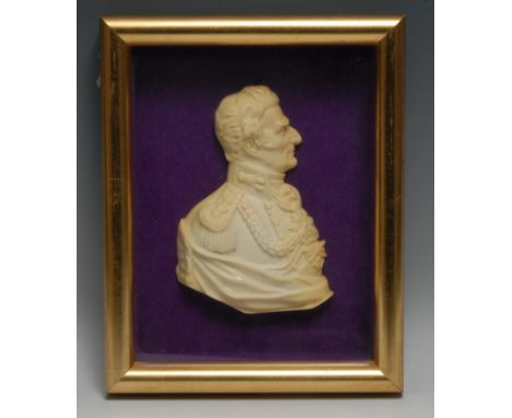 The Napoleonic Wars - a wax profile portrait, of Field Marshal Arthur Wellesley, 1st Duke of Wellington (1769 - 1852), half-l