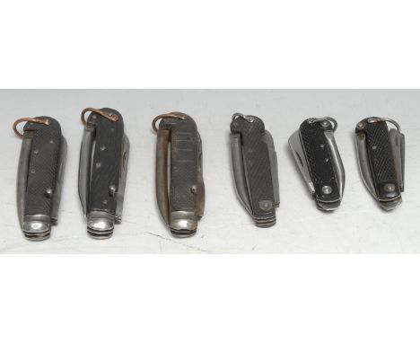 Machirology - an early 20th century pocket knife, by G Butler &amp; Co, 9.5cm principal blade, marlin spike, chequered milita