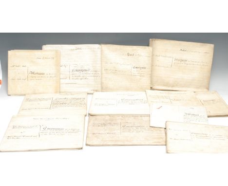 A bundle of 19th century vellum ink manuscript deeds, relating to a house in Kingston Square, Sculcoates, Kingston upon Hull,