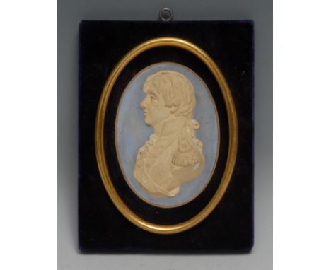 Nelson and the Battle of Trafalgar - a plaster portrait cameo plaque, of Vice-Admiral Horatio Nelson, 1st Viscount Nelson, bu