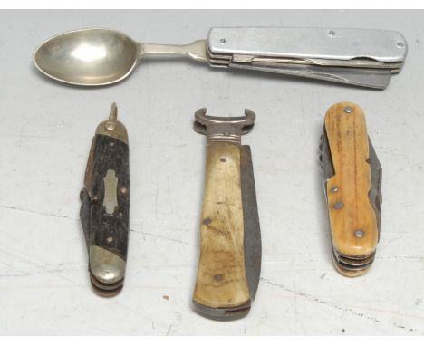 Machirology - a campaign type travelling combination pocket knife, fork and spoon, by John Watts, Sheffield, possibly militar