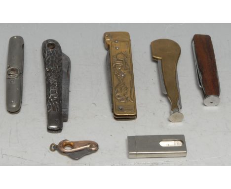 Machirology - Smoking and Tobacciana - an early 20th century combination pocket knife and cigarette lighter, the side embosse