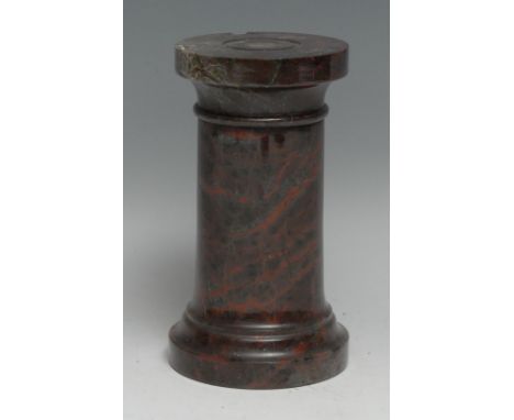 A 19th century Cornish serpentine desk desk or mantel compass, as a Doric column, 14cm high, c.1880 