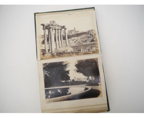 (Grand Tour, Italy.) A late 19th Century photograph album c.1870's-1880's containing 165+ mounted albumen print and other pho