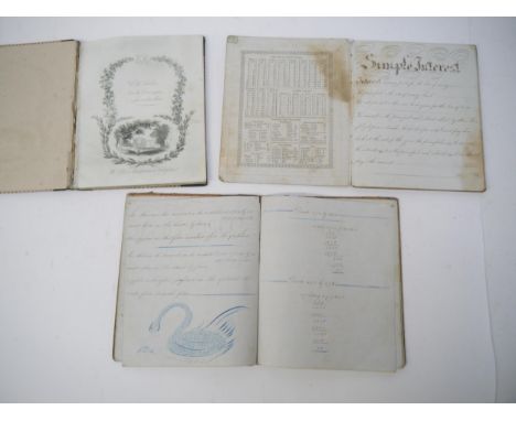 Three Victorian manuscript schoolchild's exercise books, all with manuscript pen &amp; ink entries mathematics, one of the bo