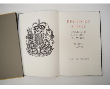 (Fleece Press, Reynolds Stone.) Michael Harvey: 'Reynolds Stone: Engraved Lettering in Wood', The Fleece Press, 1992, limited