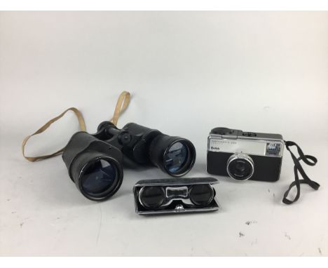 PAIR OF ZEISS BINOCULARS, along with a pair of opera binoculars in box and a vintage camera (3)