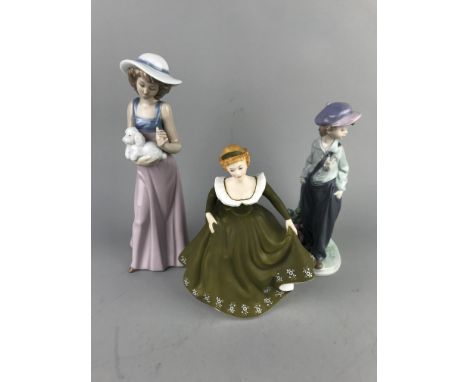 ROYAL DOULTON FIGURE OF GERALDINE, HN 2348, 18.5cm high, along with a Nao figure of a female and a Lladro figure of a boy (3)