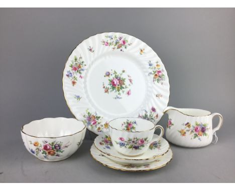 MINTON 'MARLOW' PATTERN TEA SERVICE, with floral and gilt decoration on a white ground