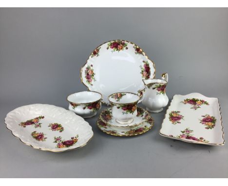 ROYAL ALBERT 'OLD COUNTRY ROSES' PATTERN PART TEA SERVICE, comprising six cups, six saucers, eight side plates, cream, sugar 