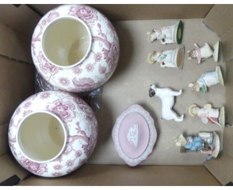A Mixed Collection of Ceramics to including Five Border Fine Arts Brambley Hedge Figurines, Beswick Jack Russell, Wedgwood Pi