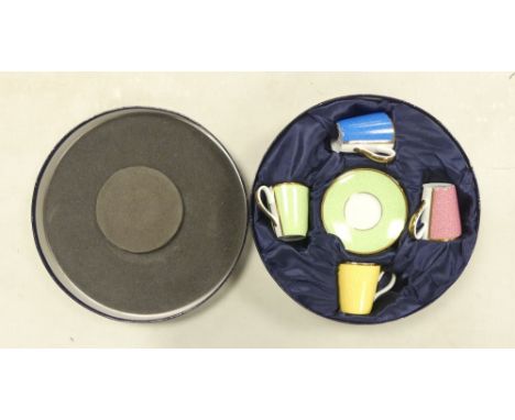 A Royal Worcester Boxed Set Harlequin Coffee Set