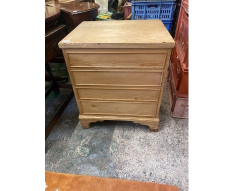 19th Century Stripped Pine Commode with Turned Lid. Original hinges with some new screws, small woodworm holes to base. Heigh