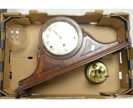 A Large Wooden Mantle Clock Width 52cm also An Anniversary Clock (1Tray)