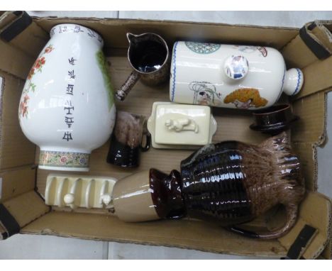 A Mixed Collection of ceramics to include lurpak butter dish, art nouveau ceramic water bottle,, lurpah toast rack, modern ja