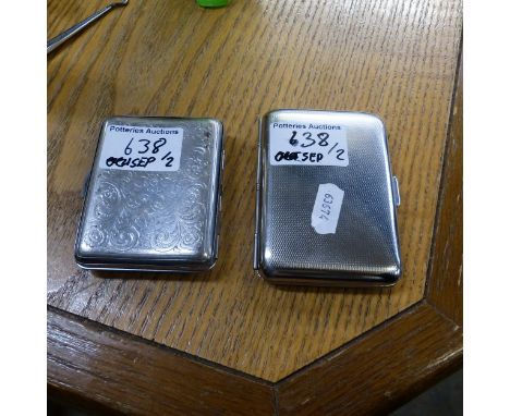 Two Silverplated Cigarette Cases, One Art Deco German example together with an Earlier Plated example. (2)