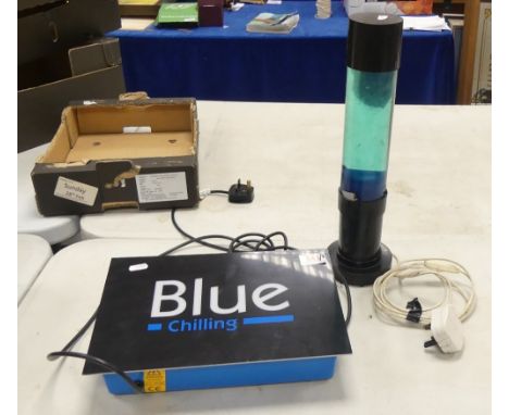 Lighting, Two Blue Chilling Advertising items to include light and lava lamp (2)