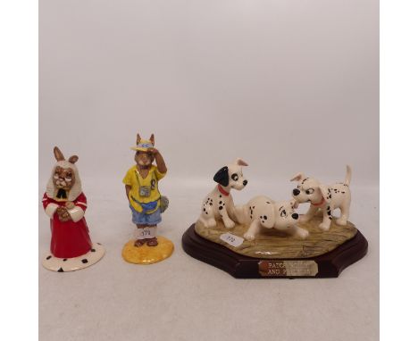 Three Figures to inlcude 101 Dalmations Patch, Rolly and Freckles together with Two Bunnykins figures Tourist DB190 and Judge