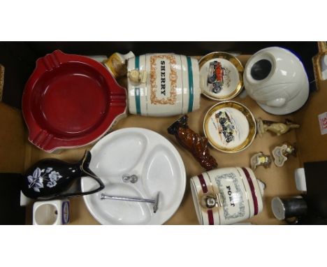 A Collection of Wade Ceramics to include Ashtrays, Base Ball Cap Moneybox, Beneagles Bear Decanter Etc. (1Tray)