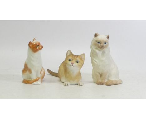 Three Royal Worcester Porcelain Models of Cats (3)