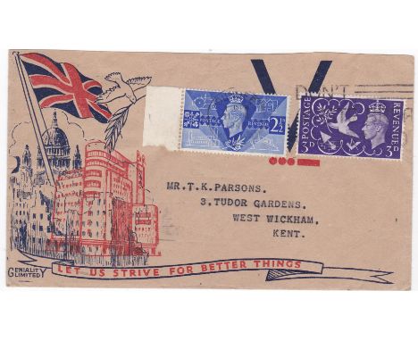 Great Britain (11 June) 1946 - Victory set on illustrated first day covers, Don's Castle Bread' Slogan A Typed