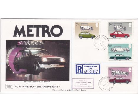 Great Britain 1982 (30 June) British Motor - Cars Set, metro First Day Cover, Birmingham NEC CDS A/B, scarce