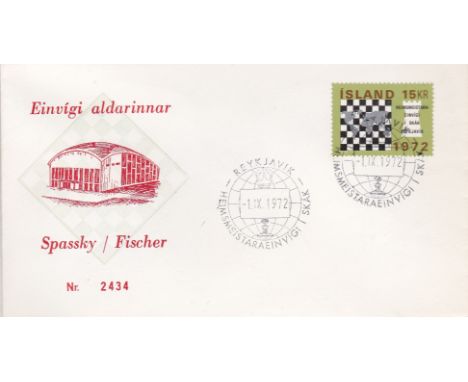 Chess 1972-Spacsky-fischer World chess championship Iceland-Official first day covers(2) and souvenir card-all scarce(3)