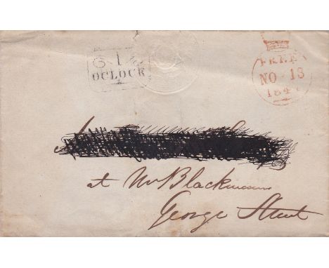 Australia 1841 Wrapper (13/11) Sydney NSW with boxed posted at 10'clock and Sydney NSW embossed strike. Free 'No 13' scarce
