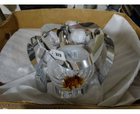 A Mid Century "Space Age" Style Chrome &amp; Murano Glass Pendant Lamp By Mazzega