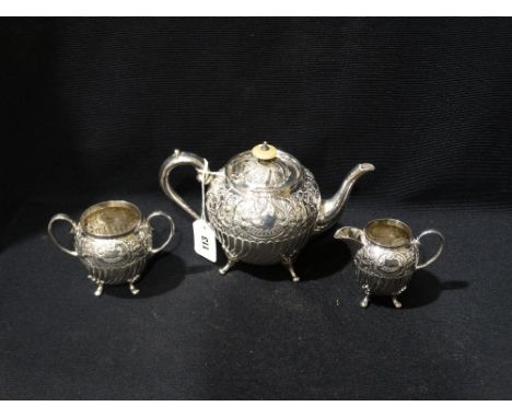     A Britannia Metal Three Piece Tea Service                                       