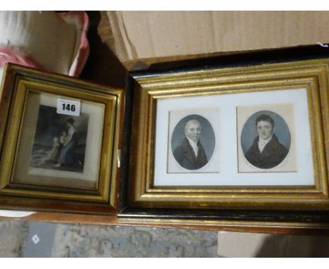     Two Single Framed Portrait Engravings, Together With A Single Engraving "The Sailors Children"                           