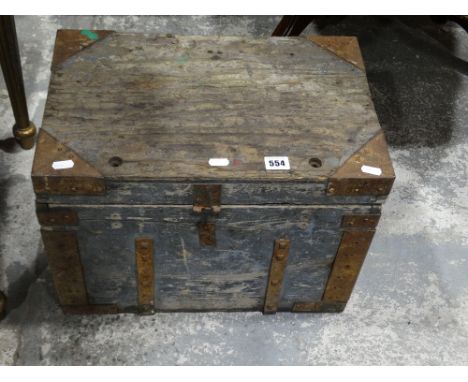     A Vintage Pine &amp; Metal Banded Ammunition Box                                    