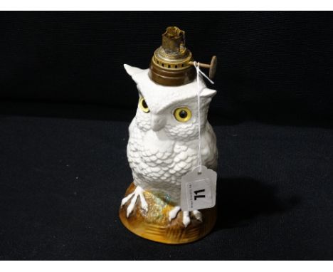     An Austrian China Oil Lamp Base In The Form Of An Owl  (AF)                 