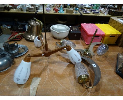Two Mid 20th Century Three Branch Light Fittings