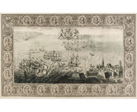 * Pine (John). Two untitled engravings showing the progress of the Spanish Armada, 1739, two engravings each with a central m