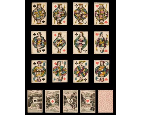 * German playing cards. XP5 pattern, unknown maker, circa 1860, a complete deck of 52 stencil coloured lithographed playing c