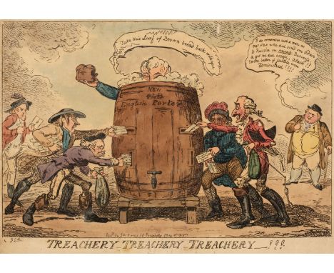 * Cruickshank (George). Treachery - Treachery - Treachery - !!! S. W. Fores, 1815, etching with contemporary hand-colouring, 