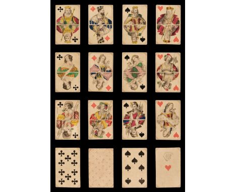 * German playing cards. Non-standard pack, Cöln: J.P. Bürgers, circa 1840, a reduced deck of 32 (from 52) stencil coloured en
