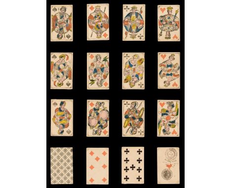 * Italian playing cards. Torino: Giavanni Montaudo, 17 May 1882, a complete set of 52 stencil-coloured lithographed playing c