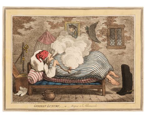 * Gillray (James). German Luxury - or - Repos a l'Allemande, H. Humphrey, January 22nd 1800, etching with aquatint, bright co