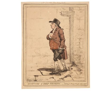 * Gillray (James). Symptoms of Deep-Thinking, "Sinking from Though to Thought, a vast Profound", London: H. Humphreys, March 