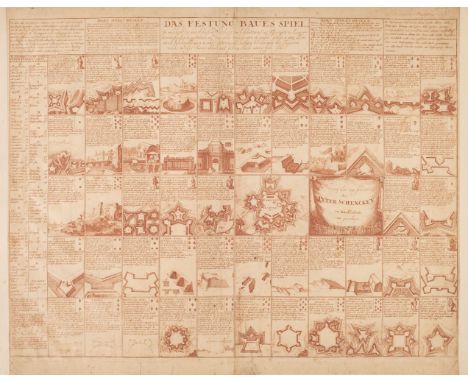 * Schenk (Peter). Das Festung Baues Spiel, Amsterdam, circa 1700, etched in sepia on laid paper, with French suited playing c